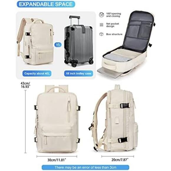 Large Travel Work Business Backpack Carry on flight Approved Laptop Backpack - Picture 6 of 7